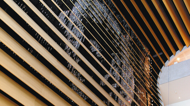 Swarovski Kopf hinter goldenen Lamellen im Haus für Mozart in Salzburg  | © Karl Forster