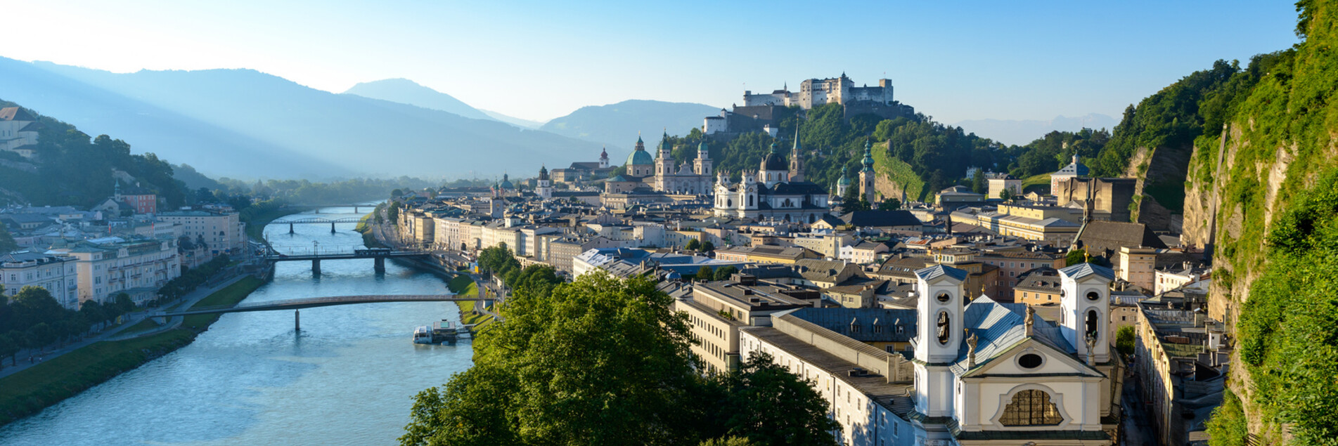 View from the Mönchsberg to the old town of Salzburg | © Tourismus Salzburg GmbH 